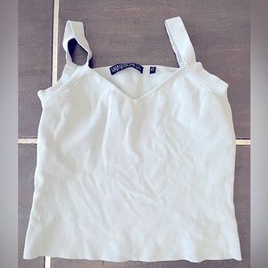 Vintage Cropped blue grey v-neck tank top petite small Lafayette 148 New York